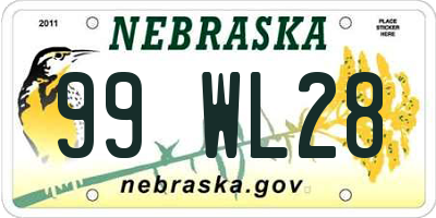 NE license plate 99WL28