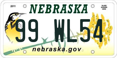 NE license plate 99WL54