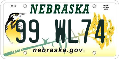 NE license plate 99WL74