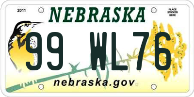 NE license plate 99WL76