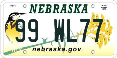 NE license plate 99WL77