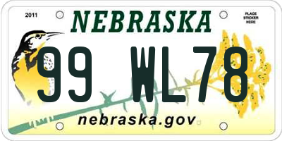 NE license plate 99WL78