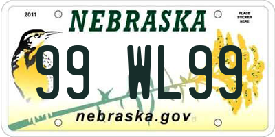 NE license plate 99WL99