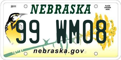 NE license plate 99WM08