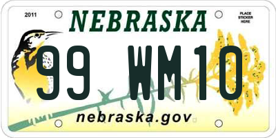 NE license plate 99WM10