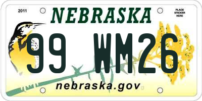 NE license plate 99WM26