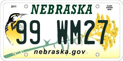 NE license plate 99WM27