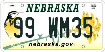 NE license plate 99WM35