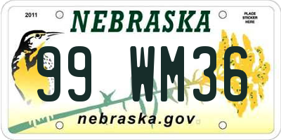 NE license plate 99WM36