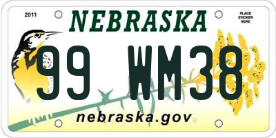 NE license plate 99WM38