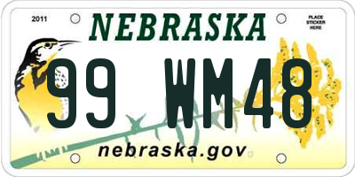 NE license plate 99WM48