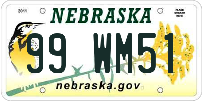 NE license plate 99WM51