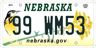 NE license plate 99WM53