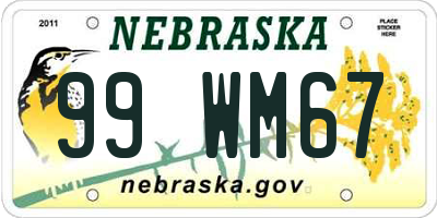 NE license plate 99WM67
