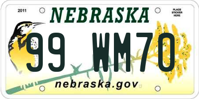 NE license plate 99WM70