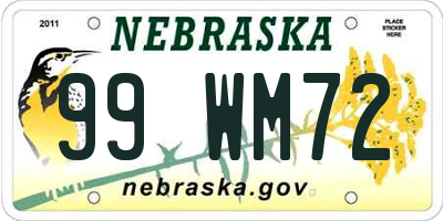 NE license plate 99WM72