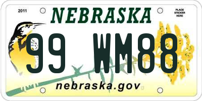 NE license plate 99WM88