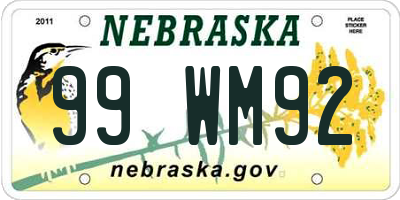 NE license plate 99WM92