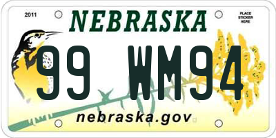 NE license plate 99WM94