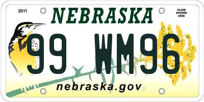 NE license plate 99WM96