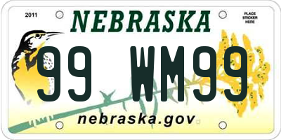 NE license plate 99WM99
