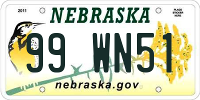 NE license plate 99WN51