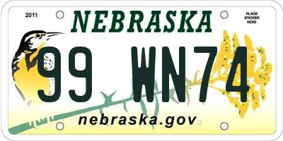 NE license plate 99WN74