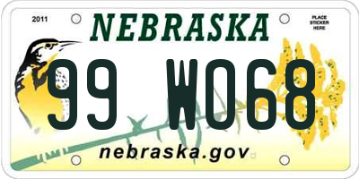 NE license plate 99WO68