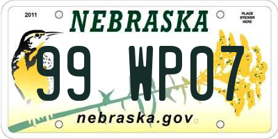 NE license plate 99WP07