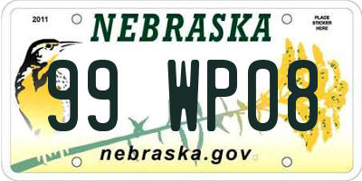 NE license plate 99WP08