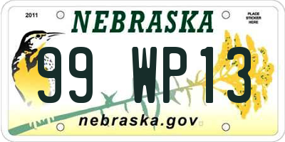 NE license plate 99WP13