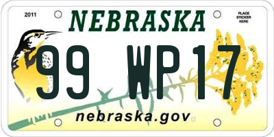 NE license plate 99WP17