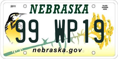 NE license plate 99WP19