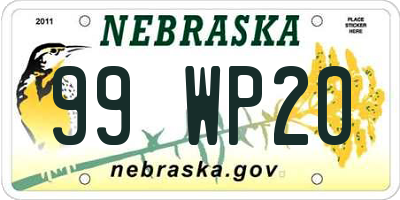 NE license plate 99WP20