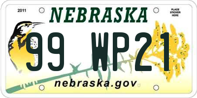 NE license plate 99WP21