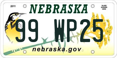 NE license plate 99WP25