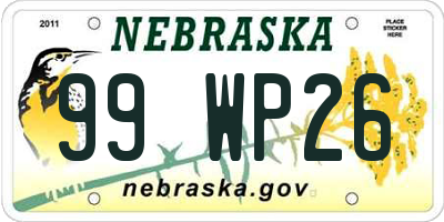 NE license plate 99WP26