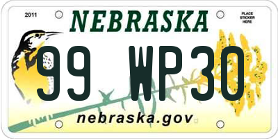 NE license plate 99WP30