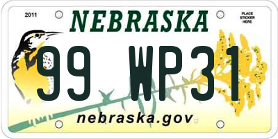 NE license plate 99WP31