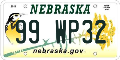 NE license plate 99WP32