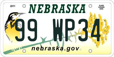 NE license plate 99WP34