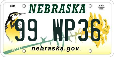 NE license plate 99WP36