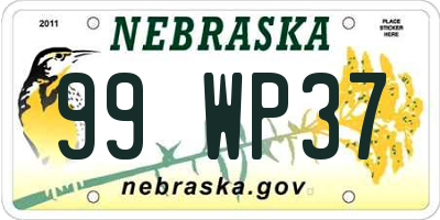 NE license plate 99WP37