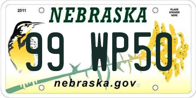 NE license plate 99WP50