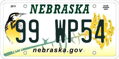 NE license plate 99WP54