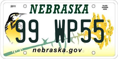 NE license plate 99WP55