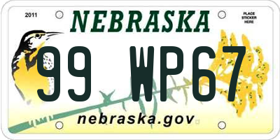 NE license plate 99WP67