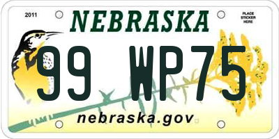 NE license plate 99WP75