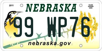 NE license plate 99WP76