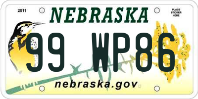 NE license plate 99WP86